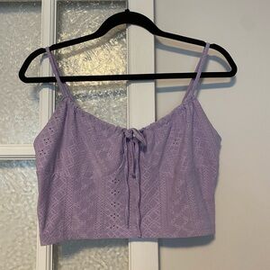 SHEIN Lilac Eyelet Crop Top